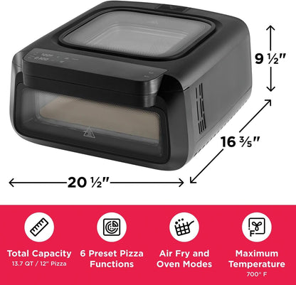 Frigidaire 700°F Indoor Electric Pizza Oven – 12” Stone Bake, Air Fry & Bake, Portable Countertop with Peel & Cutter