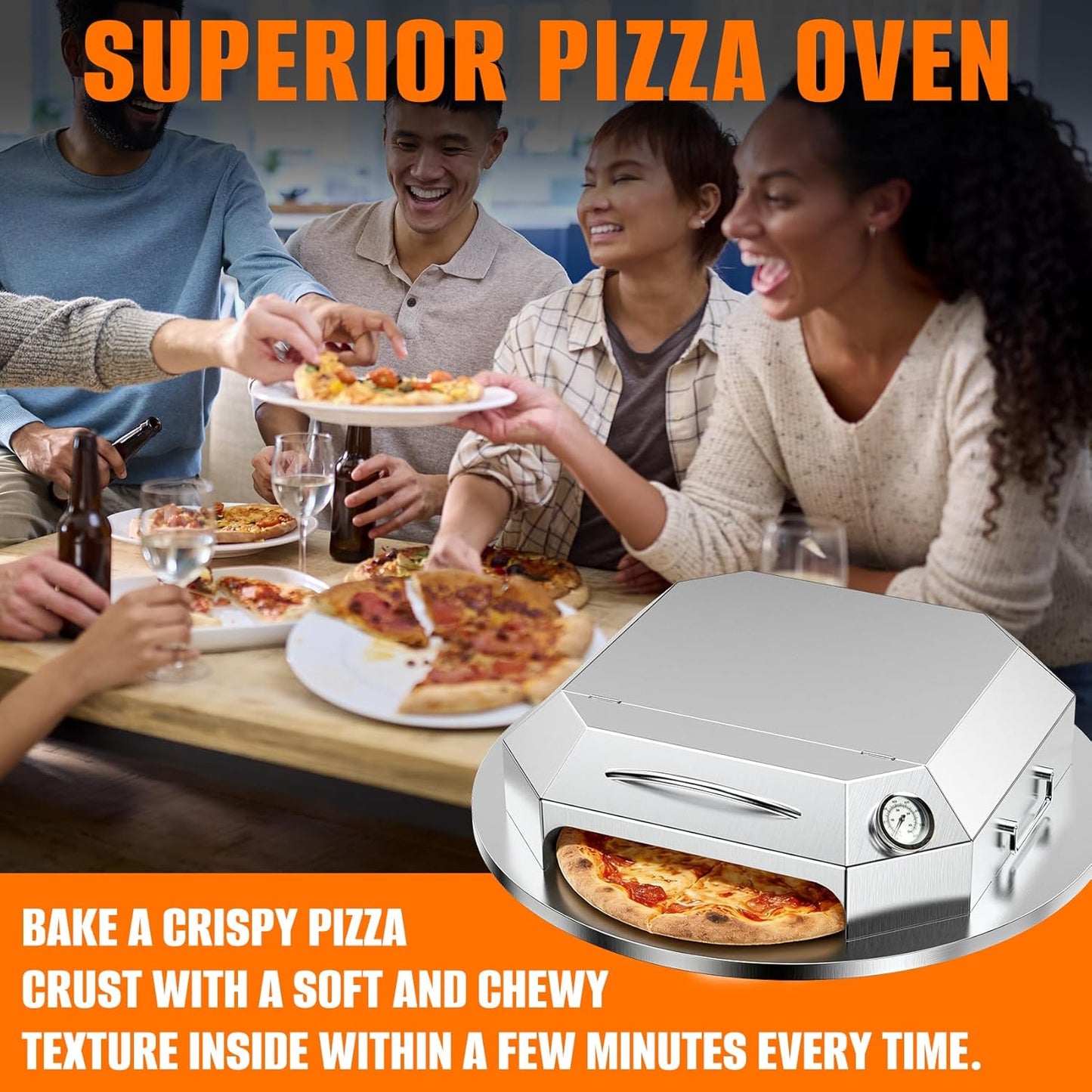 Onlyfire Stainless Steel Outdoor Grill Top Pizza Oven Kit